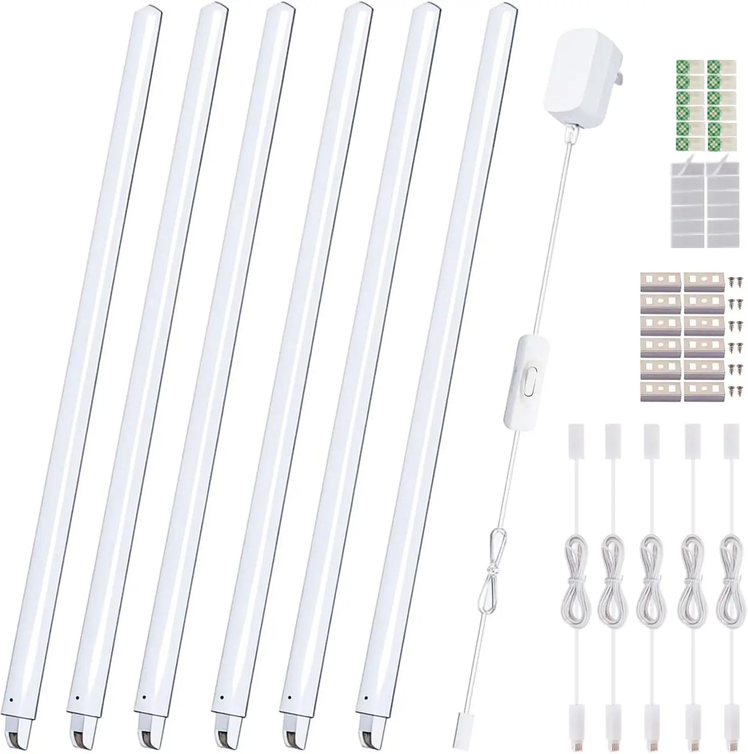 

Cabinet Lighting 6-Pack 12' Seamlessly Linkable Strip Lights, 1200 Lumen Cold White 6000K for Kitchen, Shelf, Workbench