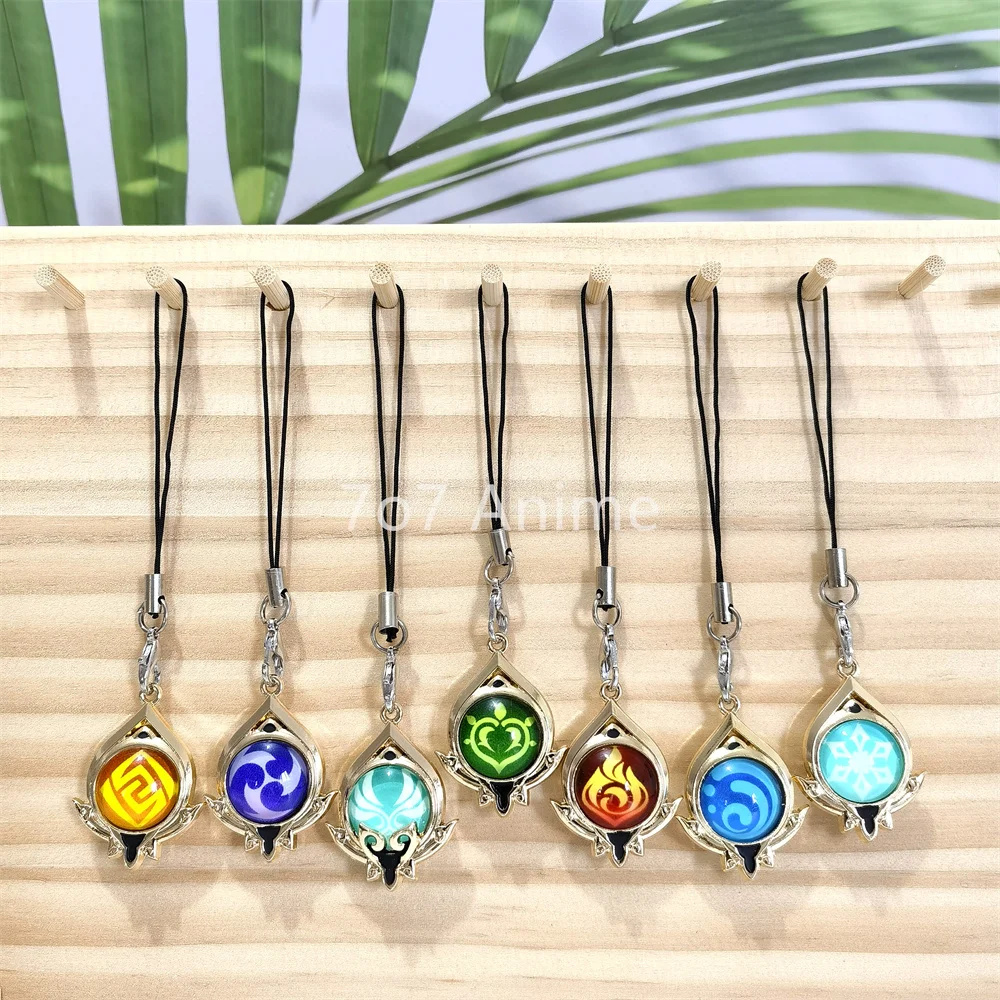 Hot Game Vision Mobile Phone Pendant Fontaine Sumeru Keychain Cosplay Luminous 7  Element Weapons Role-playing props Friend Gift