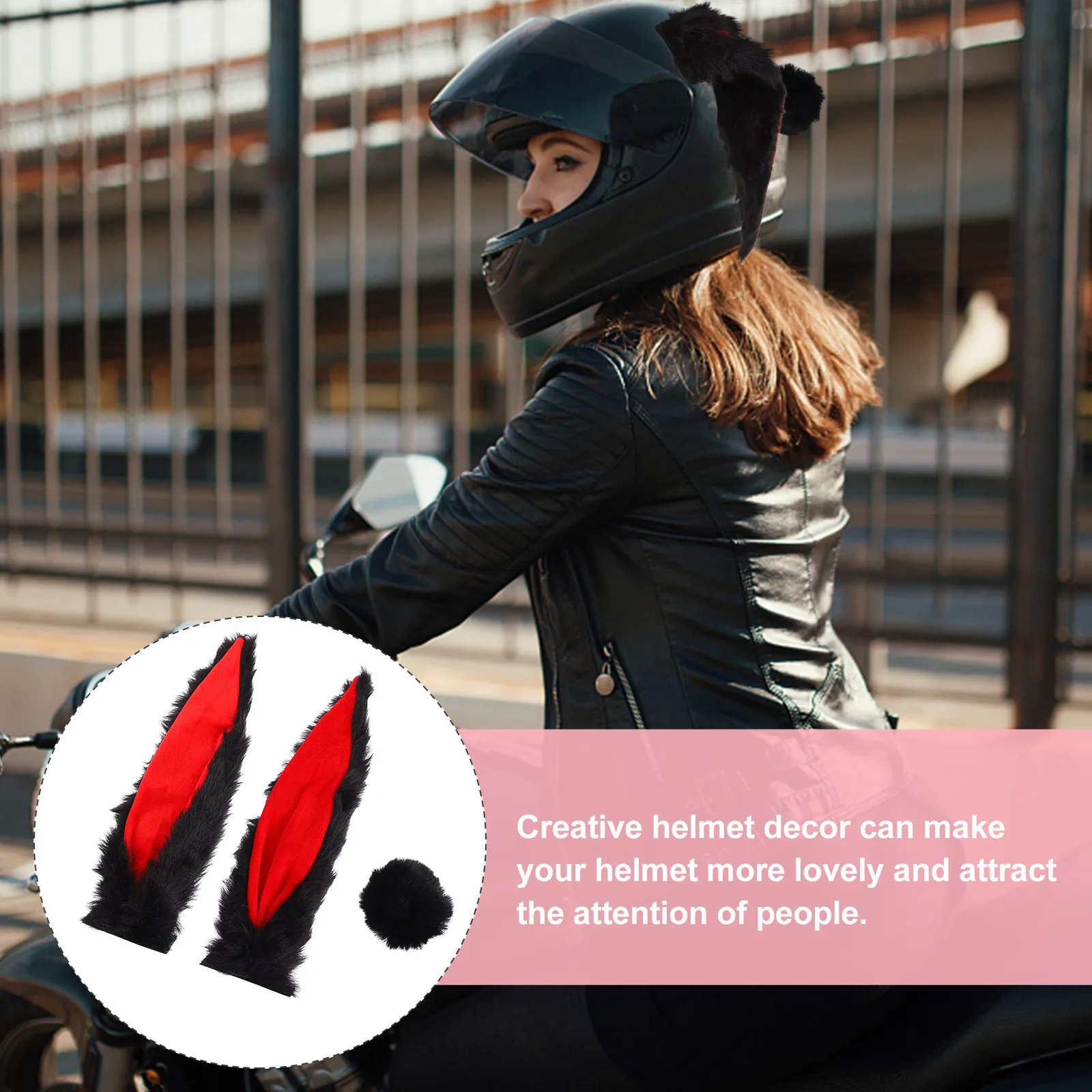 

1Set Bunny Ears Decoration Premium Material Strong Adhesion Personality Style Accessories for Motorbike Scooter