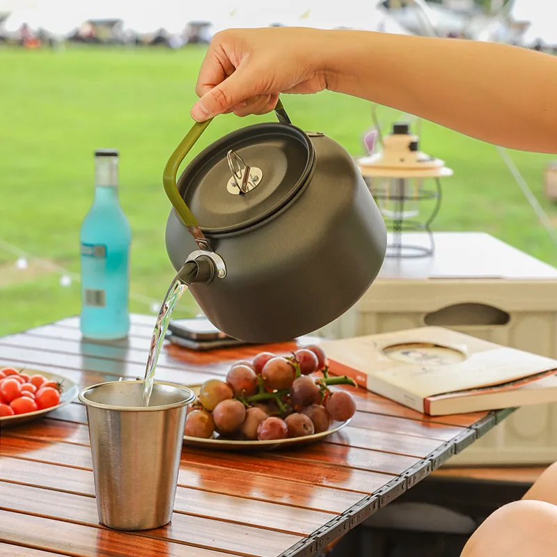 0.8L/1.1L/1.2L/1.6L/1.8L/2L/2.5L Aluminum Alloy Portable Outdoor Camping Water Kettle for Picnic Cooking