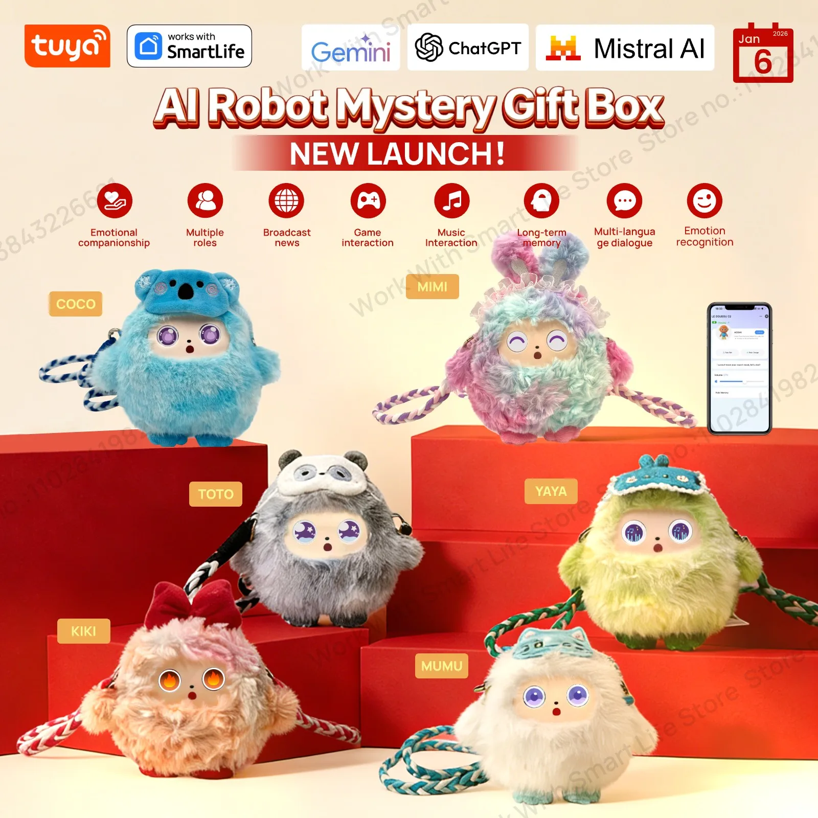 

НОВОЕ ЗАКОНСТВО! Плюшевая игрушка Mystery Box AI, идеальный подарок | 3в1 | Интерактивный голосовой светодиодный глаз Smart Voice E-Pet Surprise | Перезаряжаемый с приложением Tuya
