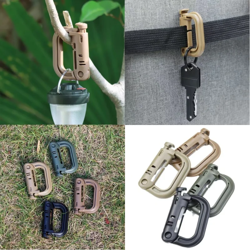 Tactical D-Ring Carabiner – Plastic Locking MOLLE Buckle, Heavy Duty Clip Hook for Outdoor Hiking, Military, EDC, Camping