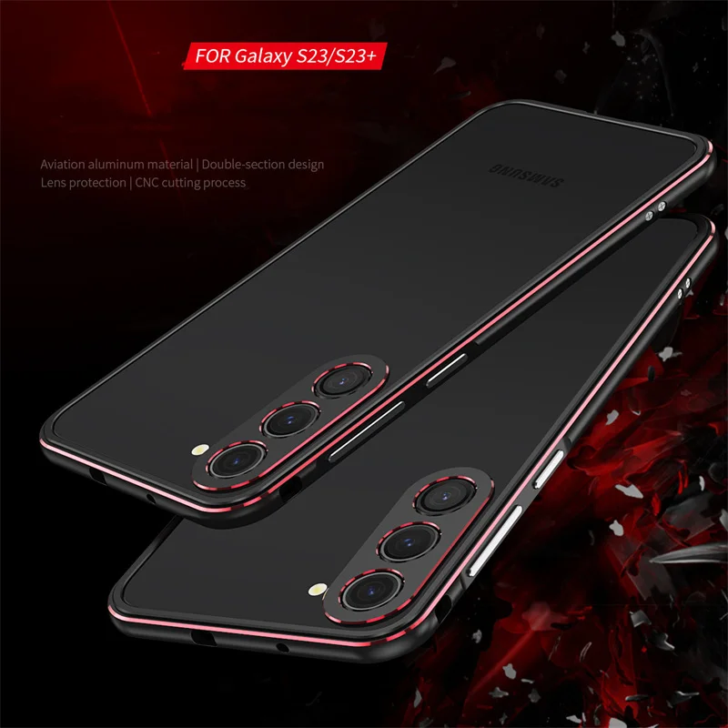 Aluminum metal bumper Frame Slim Cover phone case+ carmera Protector For Samsung Galaxy S24 S23/S23+/S23 Ultra S22 S23FE