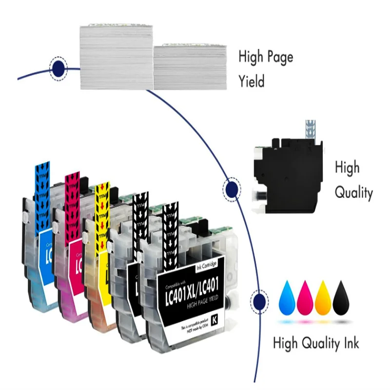 LC401 LC401XL Ink Cartridge For Brother LC 401 LC 401XL 401 Compatible For Brother MFC-J1010DW MFC-J1012DW MFC-J1170DW Printer