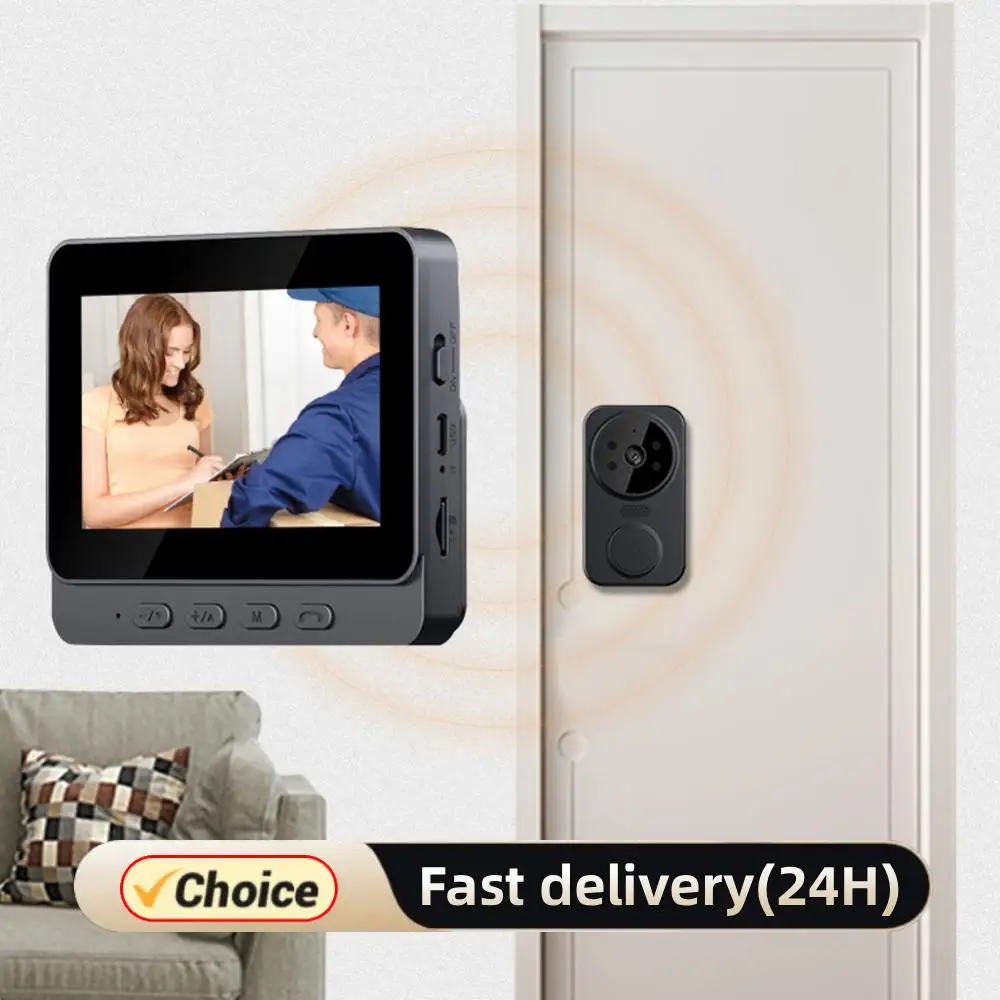 

WiFi Video Doorbell 1080P 4.3inch IPS Screen Video Intercom IR Night Vision Eye Peephole Camera 2.4G Wireless Door Bell for Home