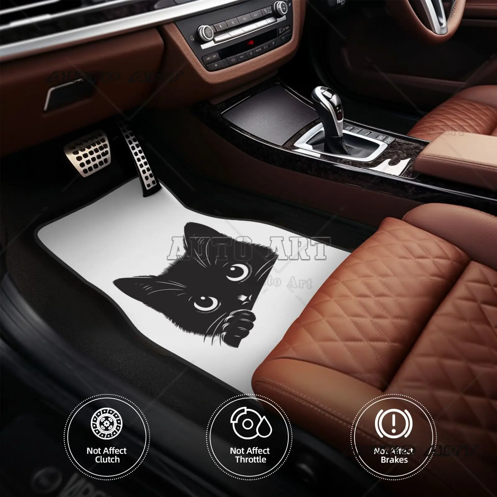 Retro Cartoon Cat Print 4-piece Car Floor Mat Suitable for All Car Interiors Men's and Women's Universal Car Floor Mats