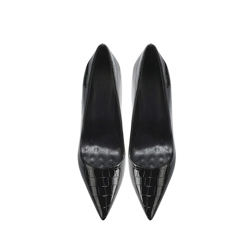Crocodile patterned high heels for women, slim heels, new style for ladies, sexy temperament, slim heels, high-end single shoes