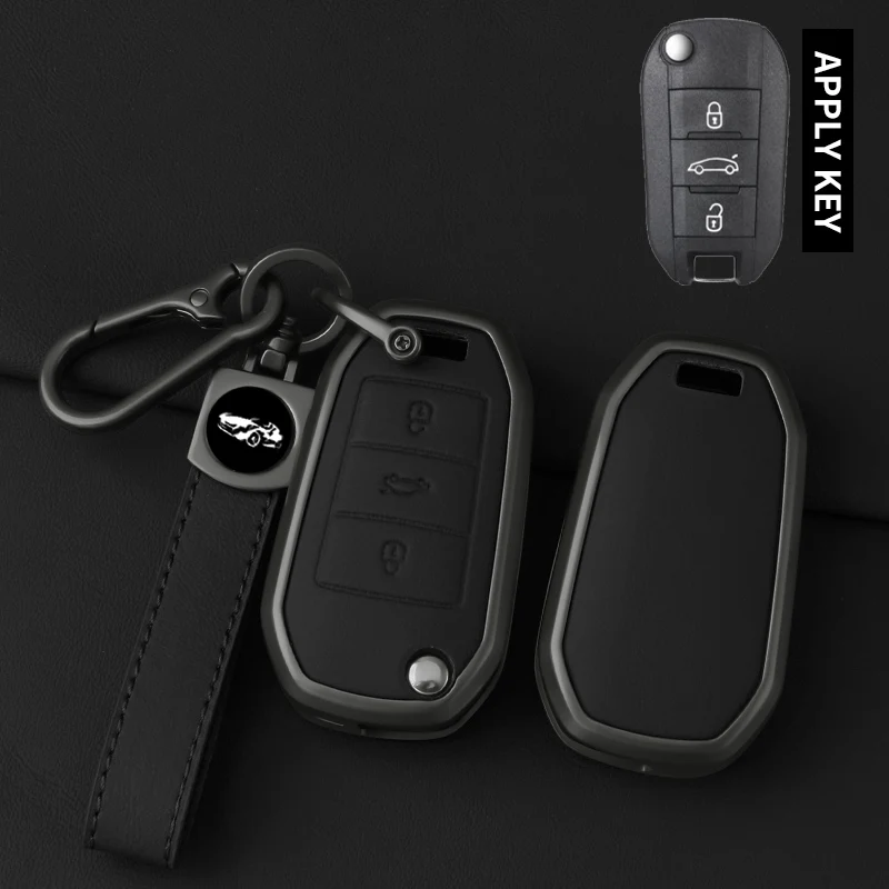 Metal Leather Car Key Case Cover For Peugeot 208 301 308 2008 3008 5008 RCZ Expert Partner Rifter Traveller Car Key Shell