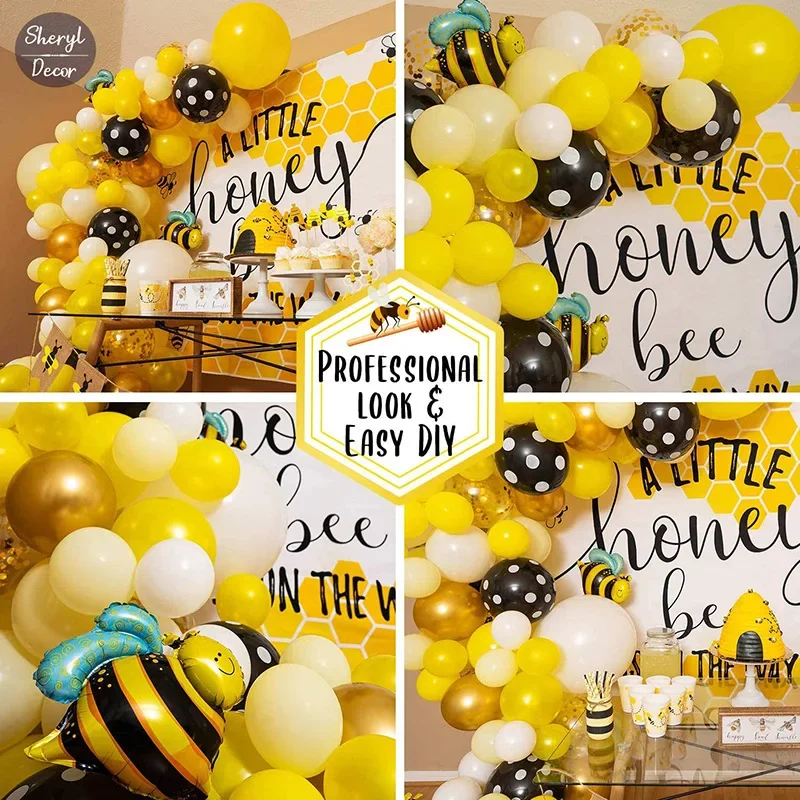 Little Bee Balloons Chain Set Gender Reveal Happy Birthday Party Latex Balloon Arch Garland Boy Girl Baby Shower Party Ballons