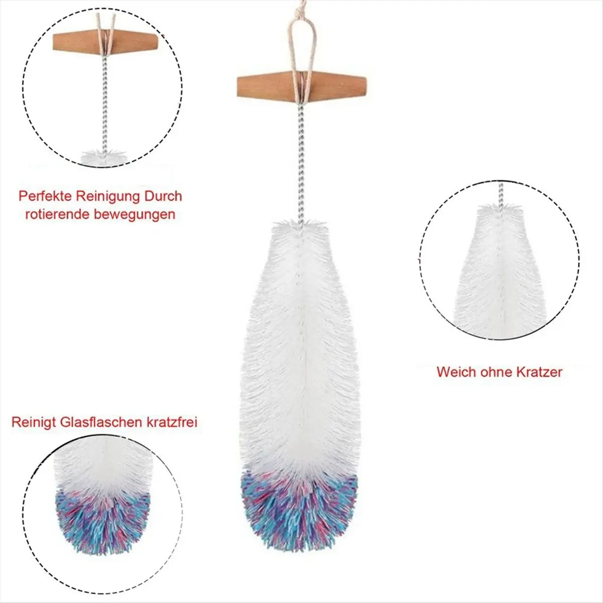 【Cleaner】 Cleaning Brush, Soda Bottle Brush, Wooden Handle Brush, Glassware Jar Cleaner, Kitchen Cleaning Tool