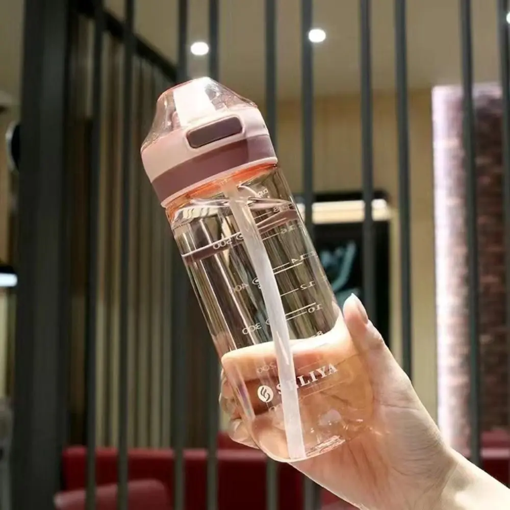 500/650ml Sports Water Bottle with Straw Drop-resistant Plastic Transparent Water Bottle Leak-proof High Capacity Drinkware Gift
