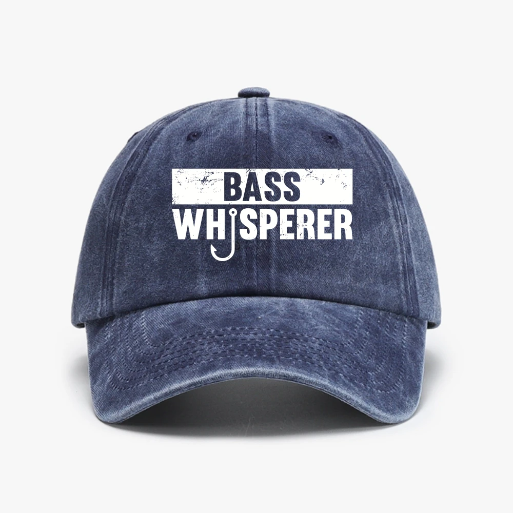 Bass Whisperer Fishing baseball cap Men and women outdoor casual hip-hop Summer sunshade breathable Washed cowboy hat