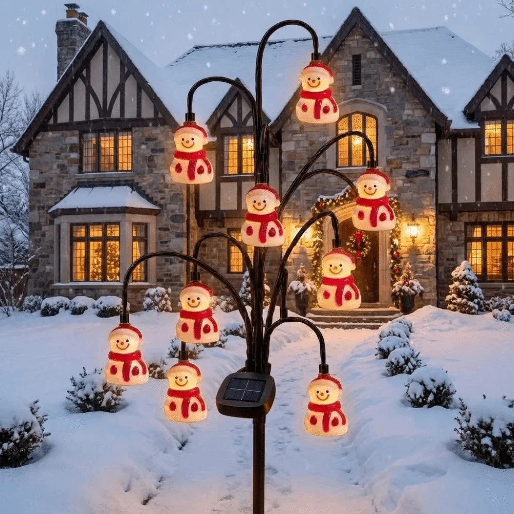 Solar Powered Santa Claus Ground Stake Lights Weatherproof Auto-On Christmas Solar Tree Stake Lights PET Eco-Friendly