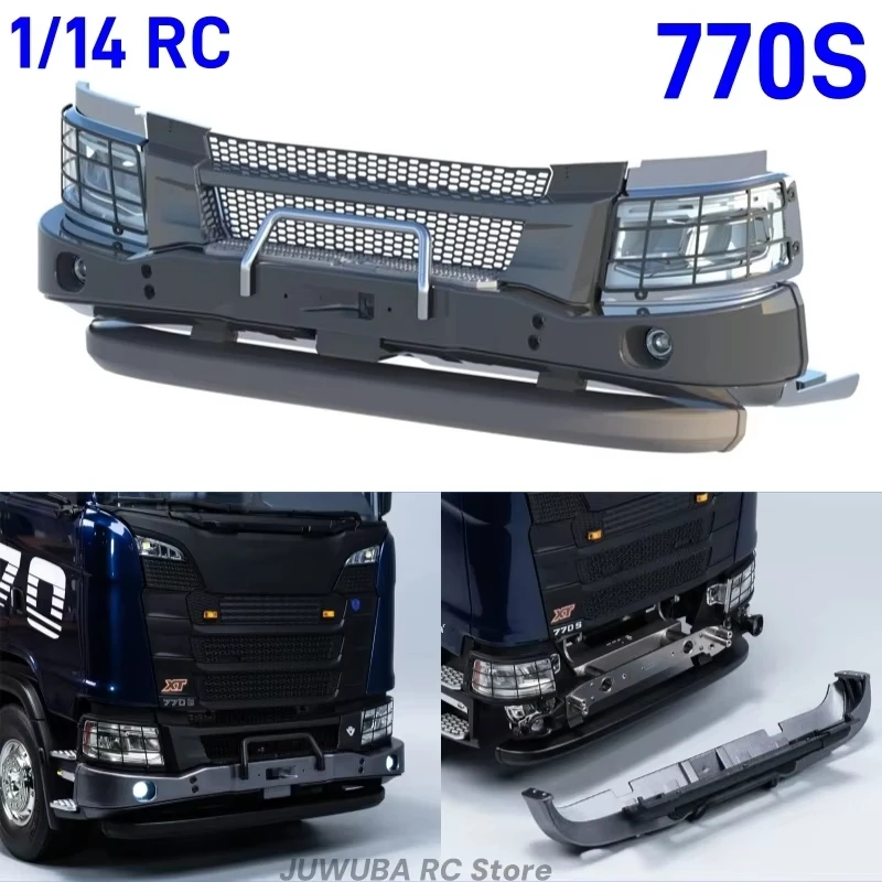 1/14 770S RC Toy Truck XT Front Bumper With LEDs For Tamiya 1/14 RC Tractor Truck 770S Series 4x2 6x4 8x4 Parts Accessories