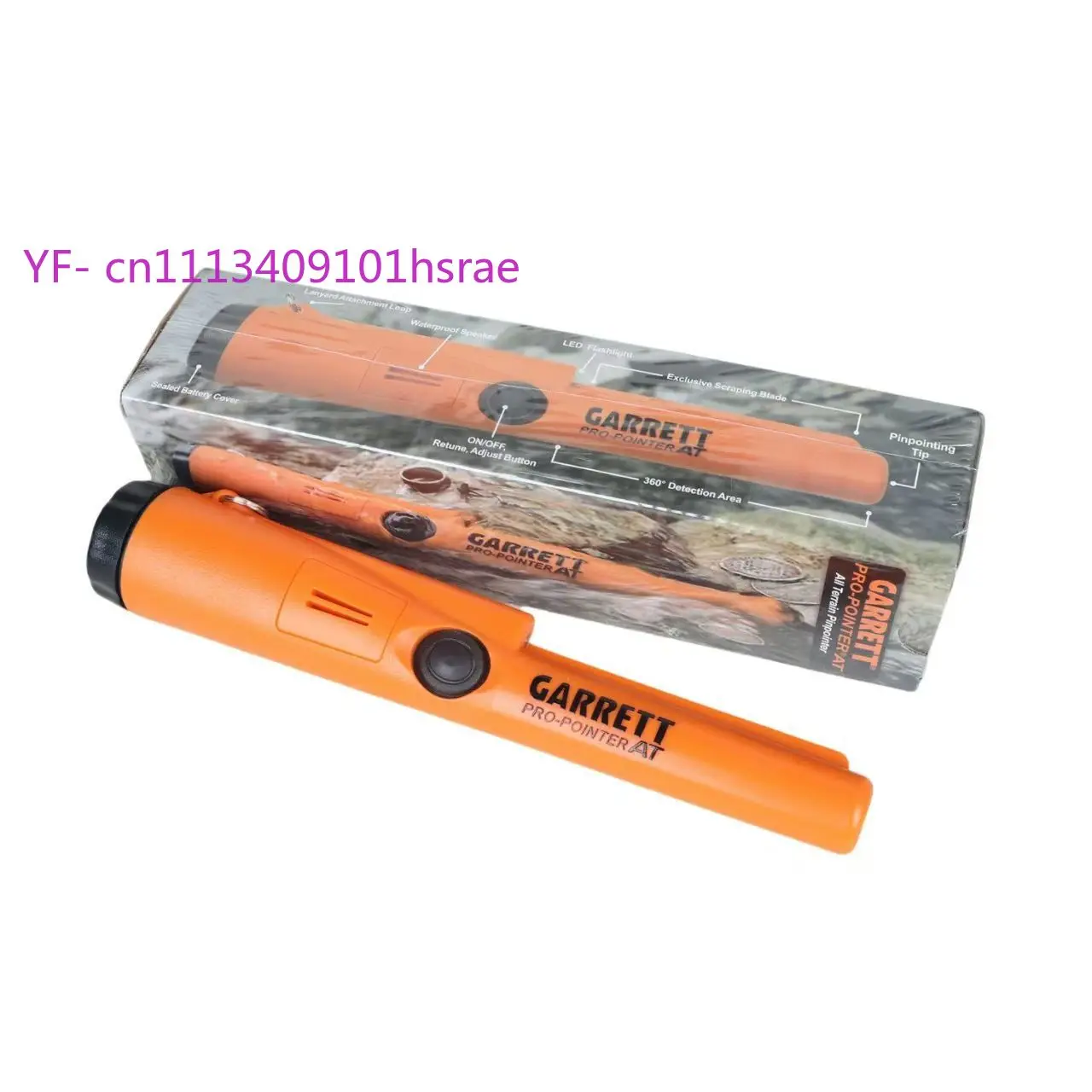 All-terrain Orange Metal Detector Pinpointer, Fully Submersible, Adjustable Sensitivity with LED Light for Outdoor Prospecting