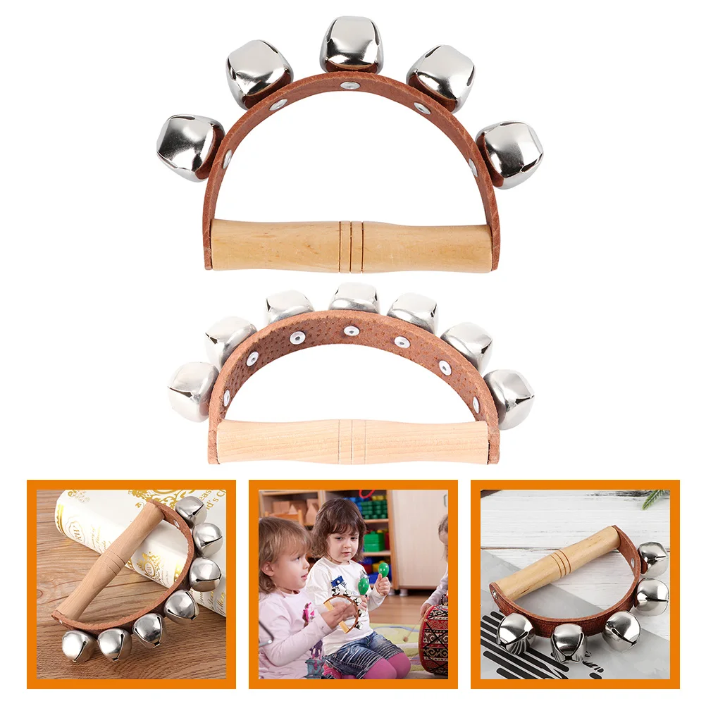 2 uds juguetes de campana de mano instrumentos musicales pandereta para niños juguetes de percusión aprendizaje