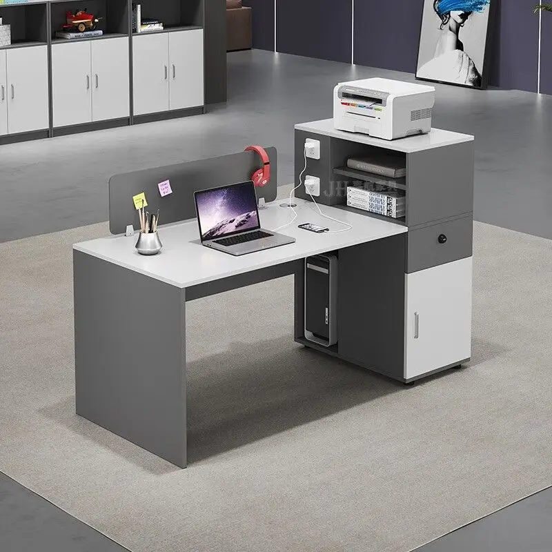 مجموعة طاولة وكرسي لموظفي المكتب 4 أزواج من 6 أشخاص، حامل بطاقات كمبيوتر مالي بسيط وحديث