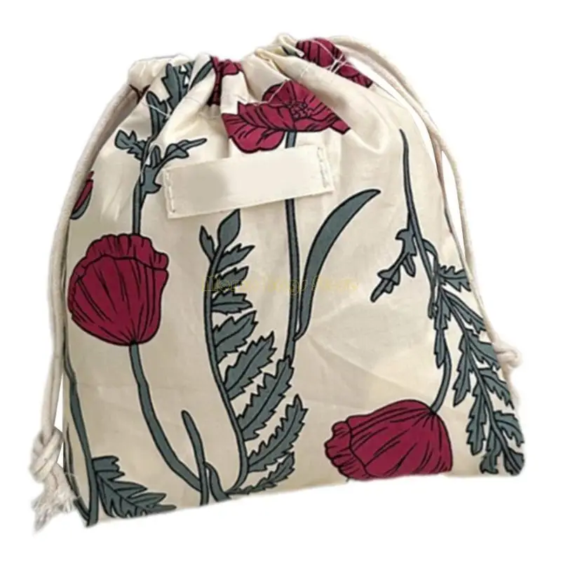 

X90D Japanese Flower Print Makeup Bags Drawstring Travel Pouches Storage Bag