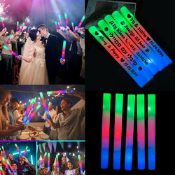 30/40/60/100/120Pcs RGB LED Glow Foam Stick Bulk Colorful LED Glow Sticks Cheer Tube Dark Light Birthday Wedding Party Supplies