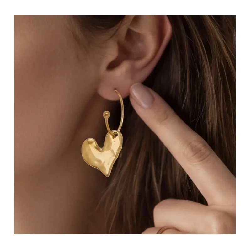 

Stainless Steel Stud Earrings Heart Pendant Earrings Matte Fashion Exquisite Elegance Unique High-end Trend Versatile Earrings