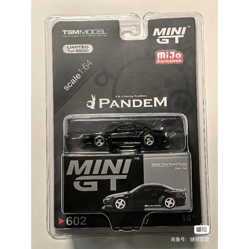 MINI GT US version 1:64 Silvia S15 Rocket Rabbit #602 die-cast simulation alloy car model collection ornament, adult decoration.