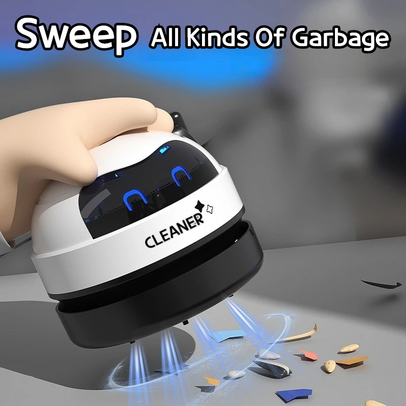 Desktop Mini Rechargeable Vacuum Cleaner Portable Car & Keyboard Dust Extractor with Rubber Shavings Cleaning for Home & Office