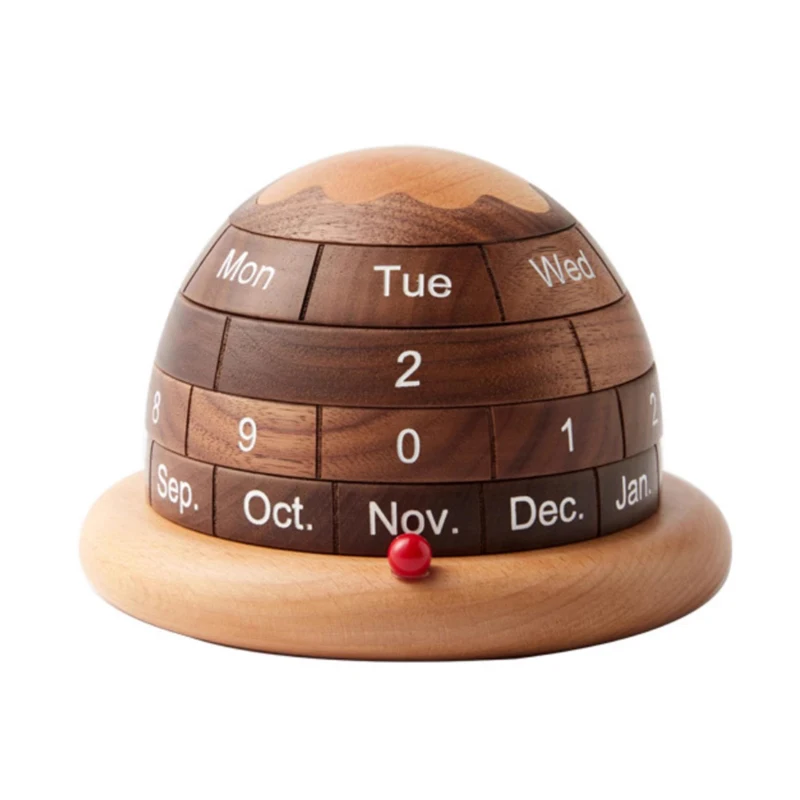 Planet Perpetual Calendar Wooden Rotation Desk Fidget Toys For Office For Adults Unique Creative Idea Gifts