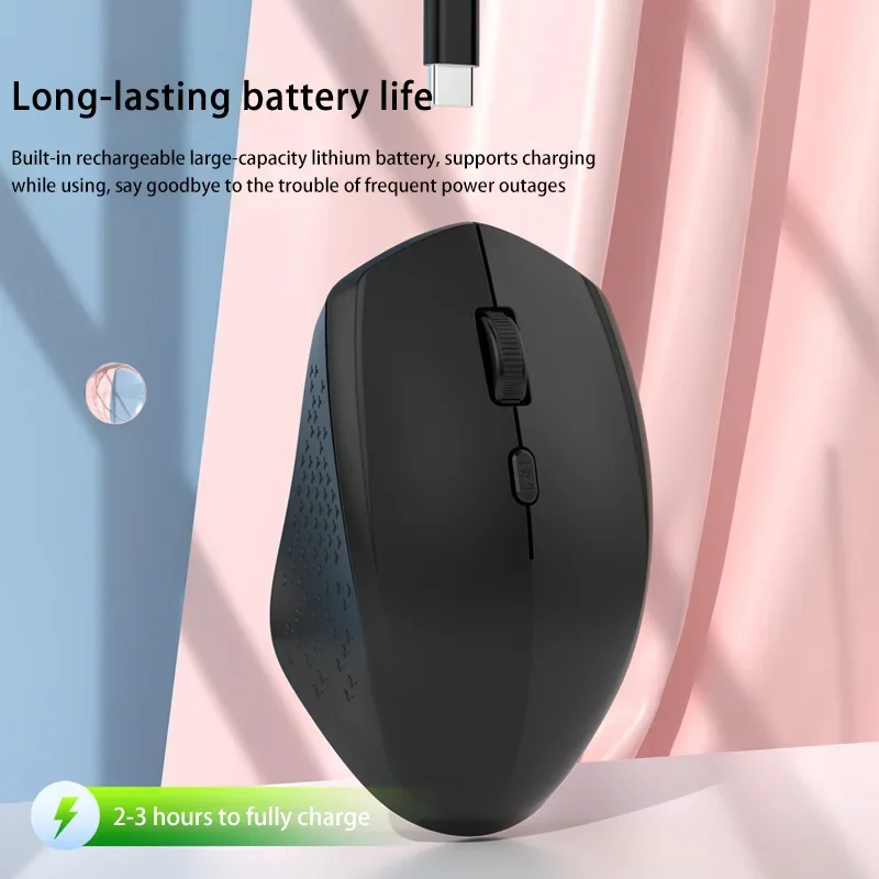 Xiaomi Wireless Mute Mouse Bluetooth 1600 Dpi 2.4Ghz Ergonomics Dual Model Type-C Rechargeable Mini Mouses For Pc Android Ios image 3