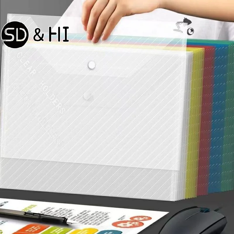 

20pcs Mixed Color Folding File Bag With Button Closure Design, Suitable For Office Organizers And School Supplies Easy to carry