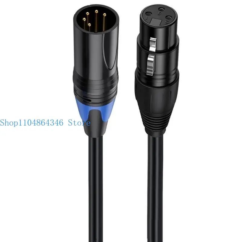 652F 3 Pin to 5 Pin Short Cable Male Female XLR Audioed Cord, XLR3P to XLR5P Connector Wire Line for Stage Lights