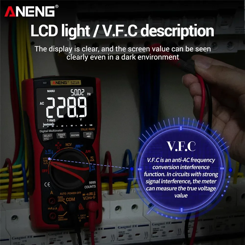 SZ18 PRO Digitalmultimeter 9999, professioneller True RMS-Analogtester, Multimetro, DIY-Transistor, NCV-Tester, LCR-Messgerät