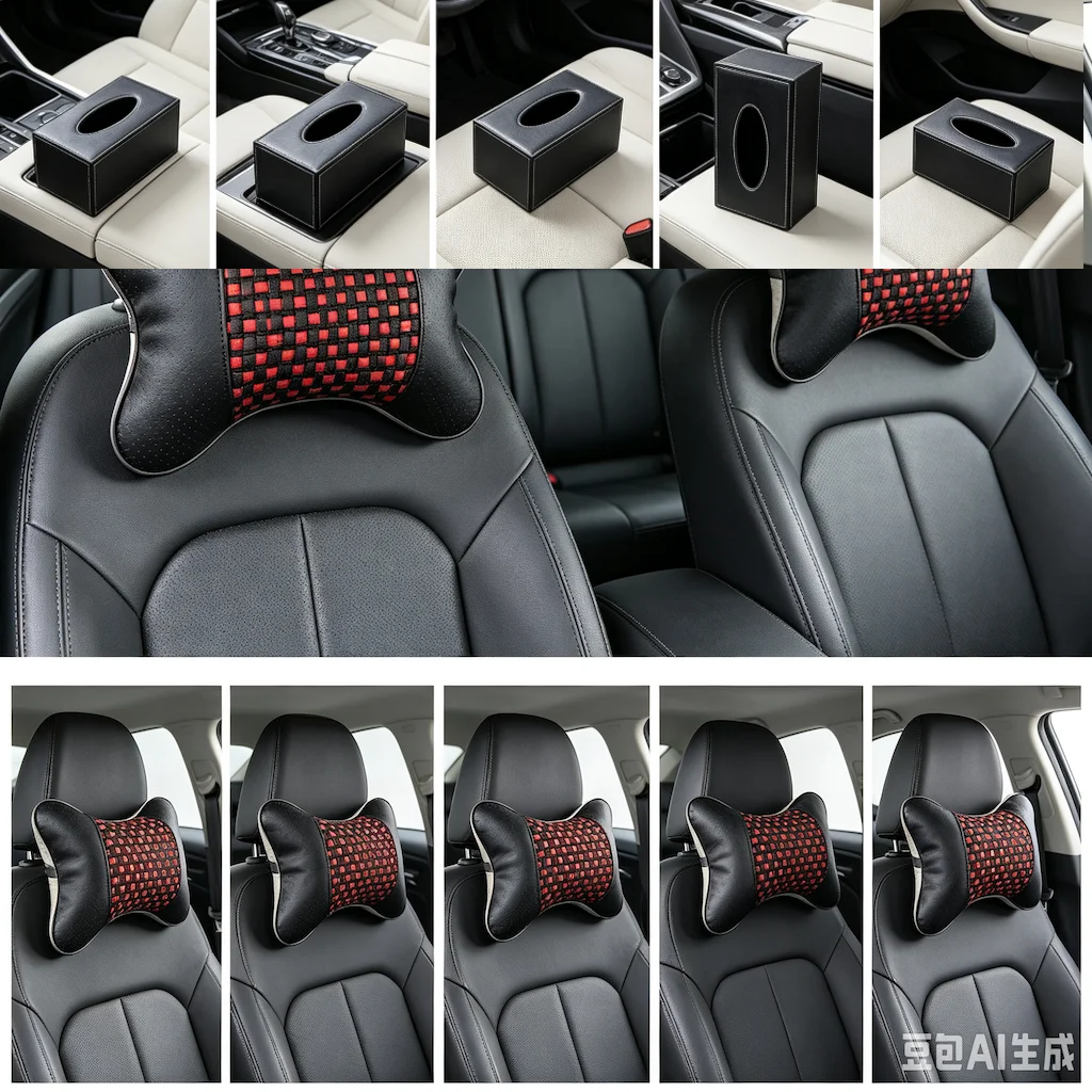 2 Pieces Car With Headrest Seat Neck Pillow Four Seasons Bones Pillow Black Brown