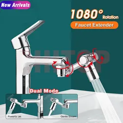 New 1080 Degree Rotatable Extension Faucet Sprayer Head Universal Bathroom Tap Extend Adapter Aerator 2 Modes Faucet Extender