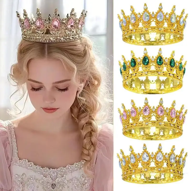 1Pcs Plastic Cake Topper Ornament Beautiful Crystal Large Crown For Birthday Party Cake Decoration