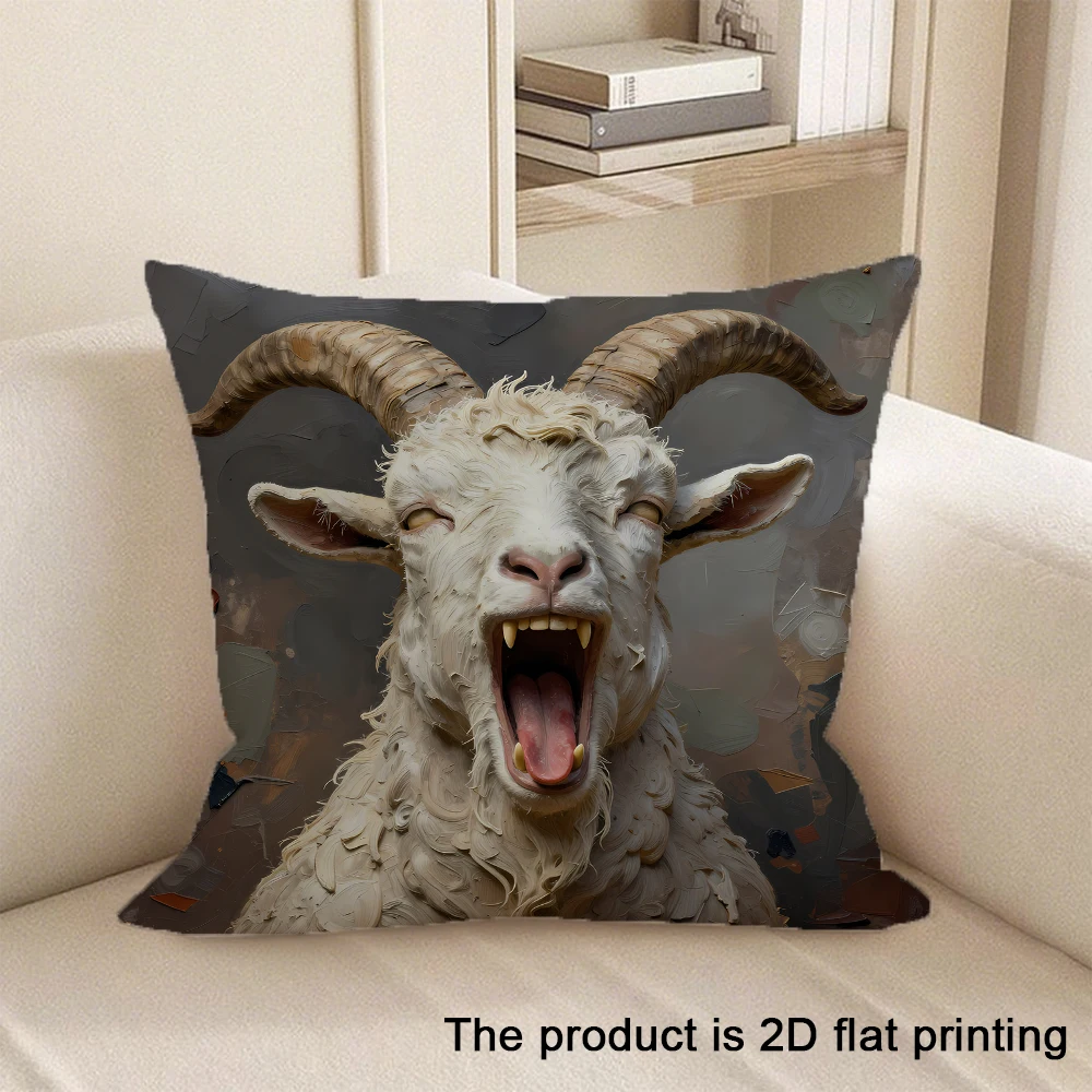 1pc Unique 2D Flat Printed Goat Patterned Pillowcases Sofa cushion cover home bedroom room decoration