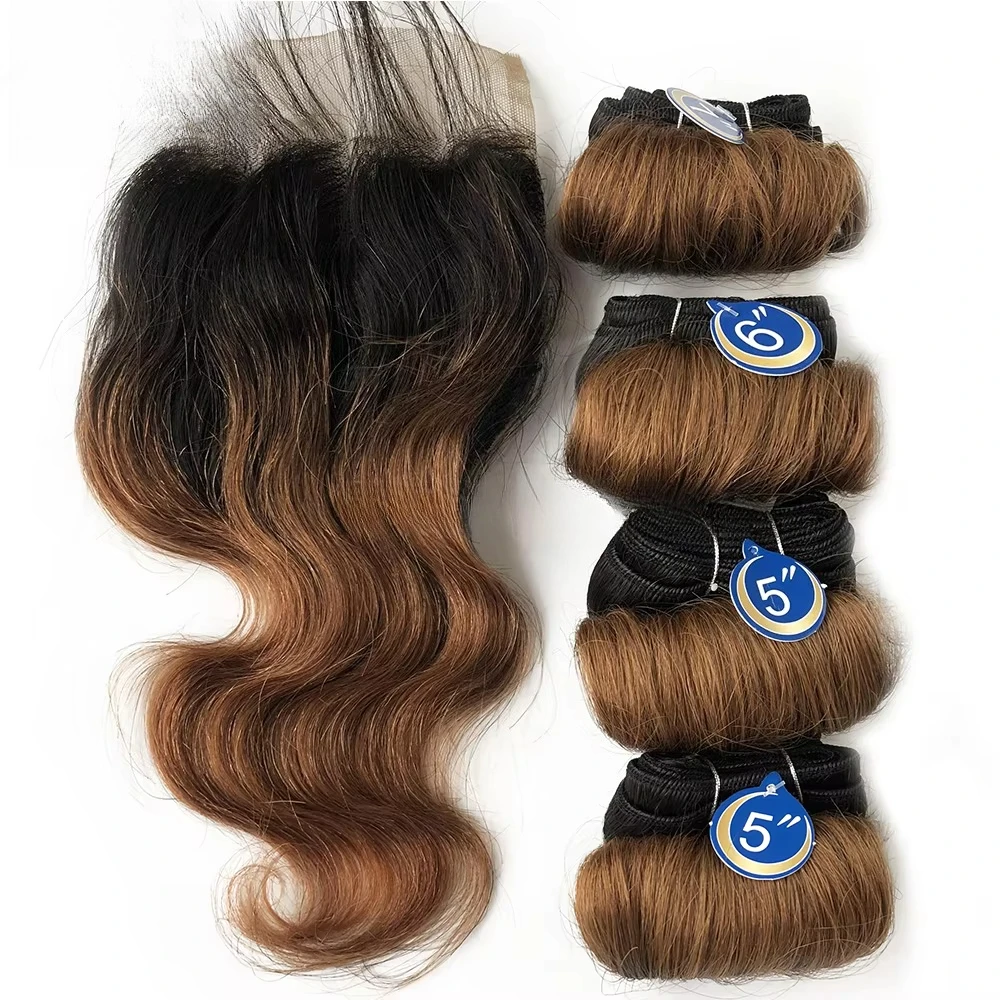

Body wave Brazilian hair extension supplier Afor-B 4 bundles with lace front closure set