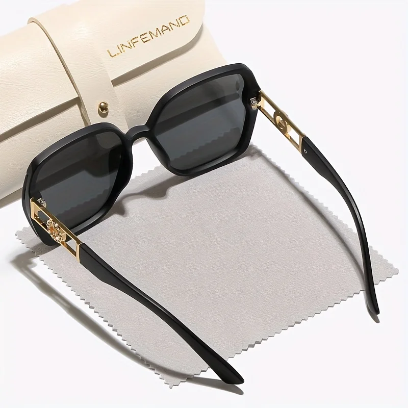 LINFEMAND Modische Brille mit übergroßem Rahmen und Farbverlaufslinse, lässiges Weihnachtsgeschenk für Damen im Party-Stil – Detail 6