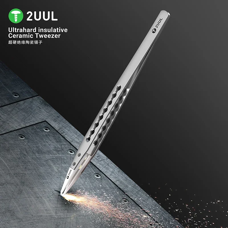 2UUL TW31 Ultrahard Insulative Ceramic Tweezer Anti-Static No Deformation Not Conductive Mobile Phone CPU IC PCB Repair Tweezers