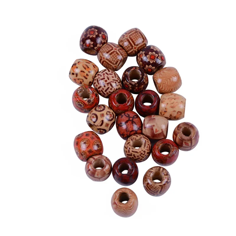 

50Pcs Big Hole Wooden Hair Beads African Hair Rings Dreadlock Accessories Cuff Beads for Braids Braid Hair Beads for
