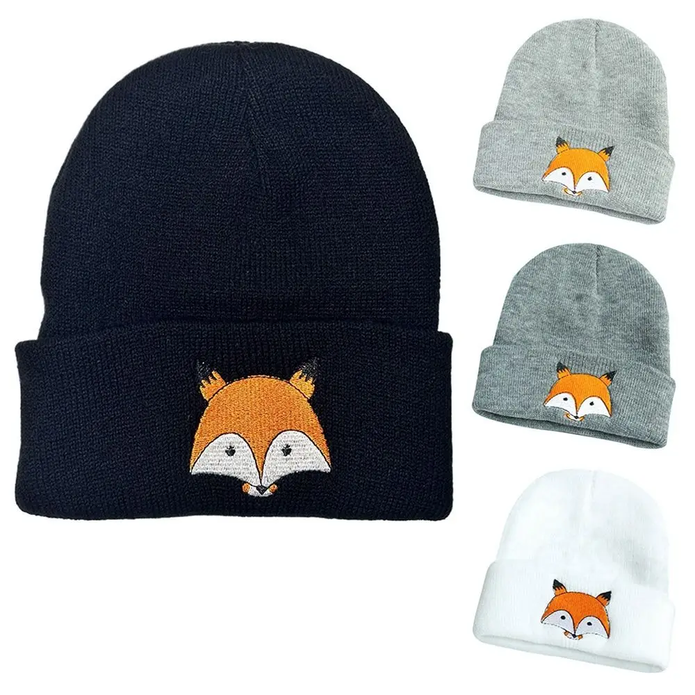 

6 Months-5 Years Old Solid Color Baby Knitted Hat Cartoon Fox Cute Children Warm Cap Kawaii Soft Beanie Hats Baby Children Kids