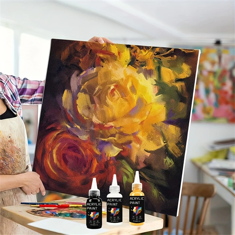 Acrylic Paint Set 6 Colors 50ml Art Supplies For Painting Canvas Wood Ceramic & Fabric Professional Artist Epoxy Resin Pigment view 3