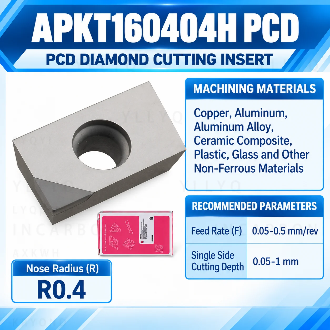 Imported PCD Diamond Inserts CCMT DCMT TCMT TPGH VCMT APKT Threading Milling Turning Insert for Aluminum CNC Lathe - view 6