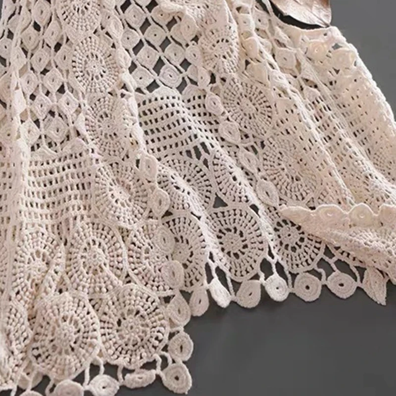 

Women Crochet Sleeveless Vest Waistcoat Hollow Knit Geometric Cardigan Jacket F3MD