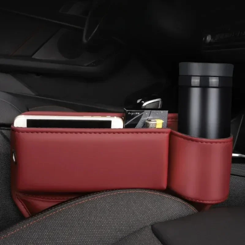 PU Leather Car Seat Gap Storage Box With Cup Holder Multifunctional Auto Crevice Organizer Phone Key Sundries Storage Bag Car In