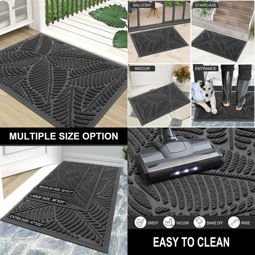 

Durable Rubber Indoor Outdoor Door Mat, Non-Slip Low Profile, Stain Resistant, Easy to Clean, 36x24, Light Grey