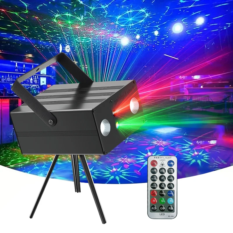 Mini Projecteur Laser RVB Portable avec Télécommande, Lumière de Scène LED pour Mariage, Noël, ixde Mariage