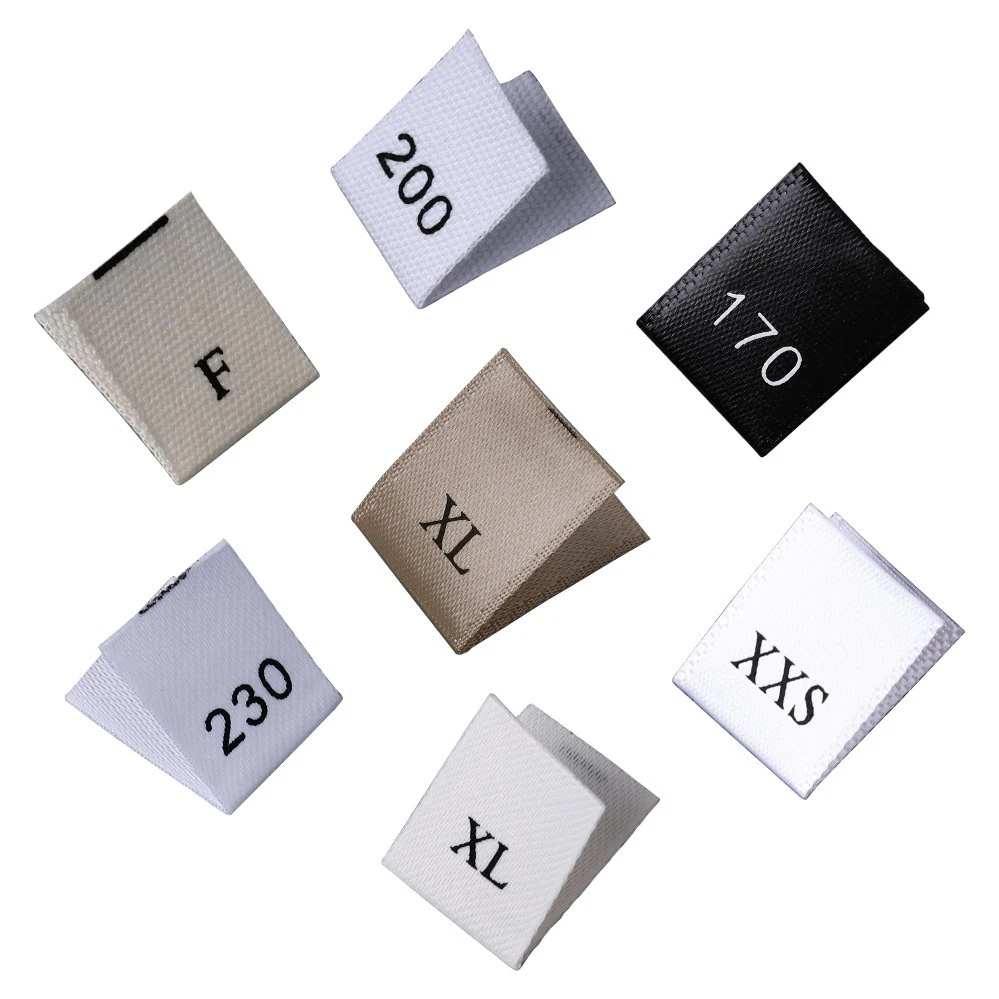 الأسهم القطن حجم التسمية XS / M / L أسود أبيض ذهبي الساتان الحرير الرقمية تسمية الشركة المصنعة لينة ماتي حجم الملابس التسمية #6