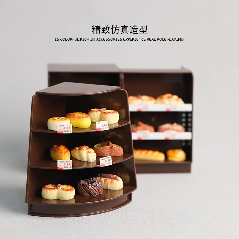 Mini Supermarket Cashier Counter Shelf Set, Simulation Grocery Store Checkout Stand, Kids Pretend Play Shop Scene Model