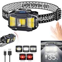 COB LED Strong Light Headlamp USB Rechageable Motion Sensor Headlight Portable Fishing Camping Outdoor Head Lamp Work Flashlight