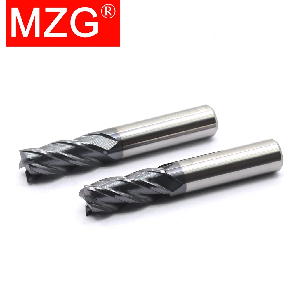 MZG 4 Flute HRC50 Cutting 4mm 5mm 6mm 8mm 12mm Carbide Tool Cnc Milling Cutter For Metal Tungsten Steel CNC Maching End mill